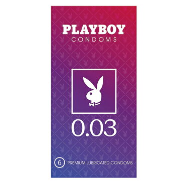 ◆(男性向け避妊用コンドーム)プレイボーイ 003 コンドーム 6個入り (PLAYBOY 0.03 PREMIUM LATEX CONDOMS) - 薄さ0.03ミリ、波々ナチュラルフィットタイプで装着感GOOD!。 ※完全包装でお届け致します。