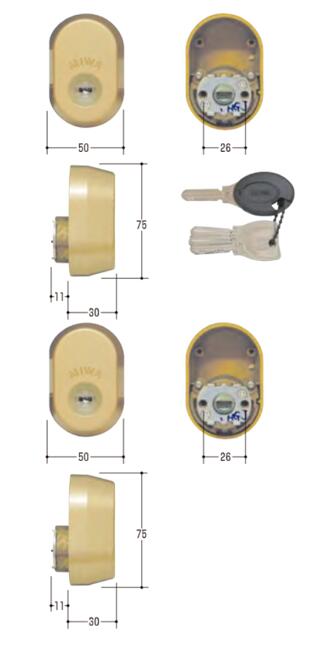 MIWA 交換　取替用シリンダー PS　1K2L　子鍵5本 mcy-512 美和 ミワ miwa
