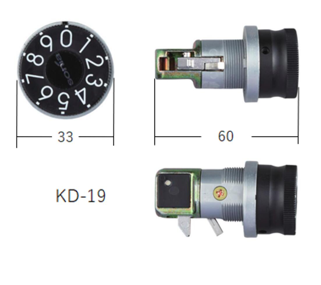 ポストダイヤル錠　KD-19　ソニア　左　ブラック