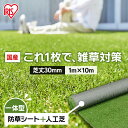 人工芝 シェアNo1 国産 1m×10m アイリスオーヤマ 防草シート一体型 ロール 防草シート不要 芝丈30mm 人工芝生 人工芝マット 芝マット 芝生 10...