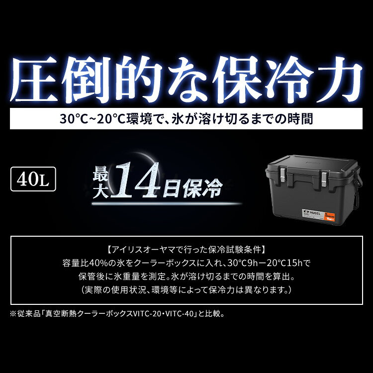 クーラーボックス 釣り 大型 40L 真空断熱 保冷力 最大14日 ハード キャンプ アウ...