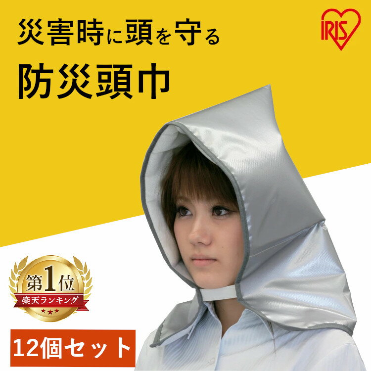 【12個セット】 防災頭巾 大人用 子供用 小学生 小学校 中学生 フリーサイズ 難燃生地 あご紐付 ゴム 火災対策 地震対策 防災 避難グッズ 防災用品 会社 入学 新生活 シルバー 防災ずきん アイリスオーヤマ BZN-300 *