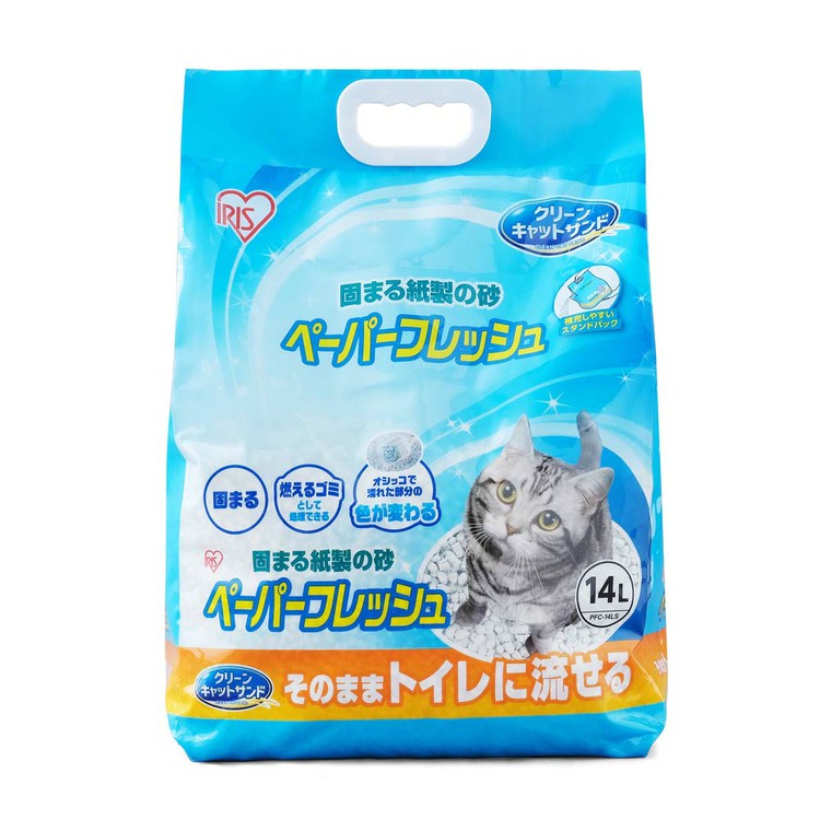 ペーパーフレッシュスタンドパック14L PFC-14LS 紙砂 ネコ砂 猫砂 ねこ砂 紙 かみ パルプ 溶ける 固まる トイレに流せる 流せる 再生パルプ にゃんこ ネコ 猫 ねこ cat アイリスオーヤマ