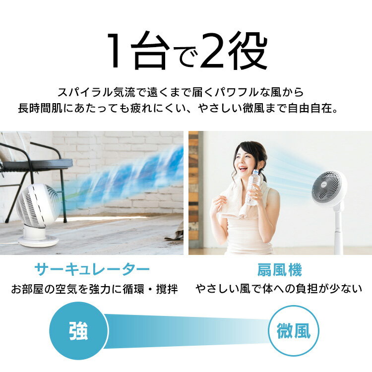 サーキュレーター 扇風機 dcモーター 30畳 静音 衣類乾燥 首振り 冷房 部屋干し 梅雨対策 エアコン併用 リモコン付 3D送風 一体型 省エネ DC 一人暮らし アイリスオーヤマ STF-DC18T *