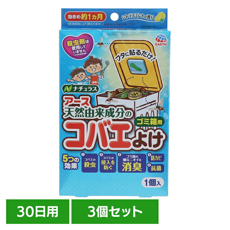 【3個】虫ケア用品 虫よけ 小バエ コバエこないアース ゴミ箱用 シトラス ミント 30日用 小バエ あーす 駆除 防虫 ゴミ箱 キッチン 台所 消臭 アース製薬