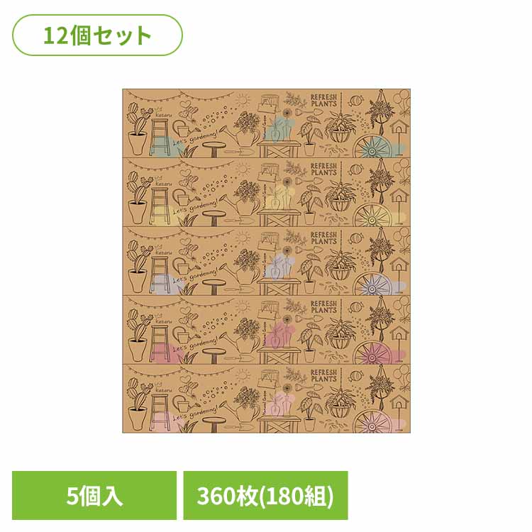 樂天商城 - 12個】エルモアKazaru Kraftyガーデン180W5P 143325エルモア カミ商事 ボックスティッシュ パルプ100% 180組 ティッシュ 180W5P ティッシュ Kazaru Krafty カミ商事