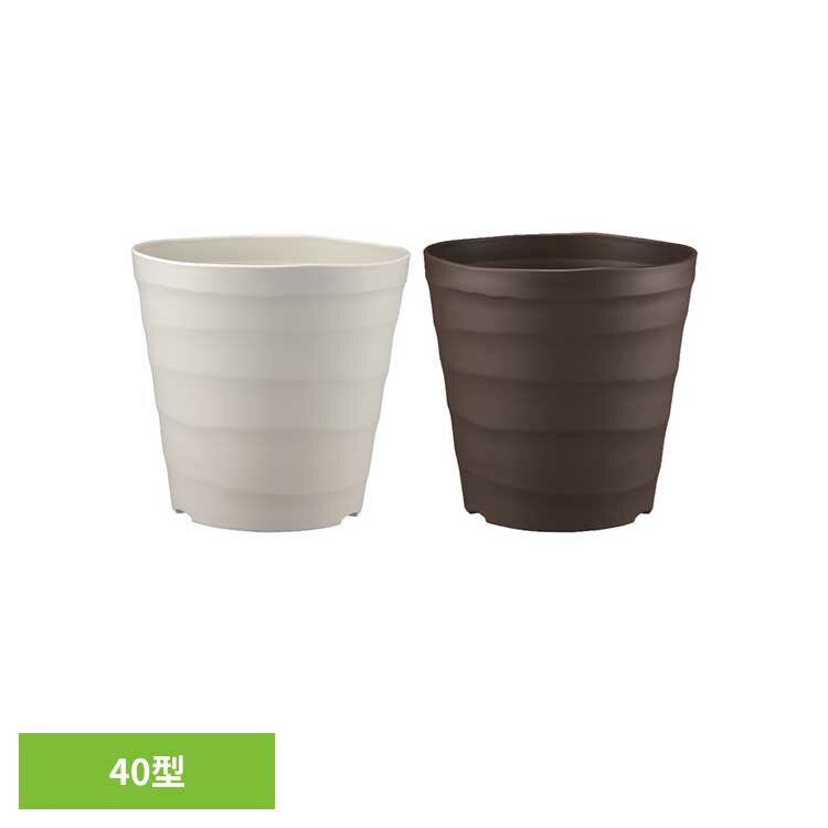 樂天商城 - クラフトポット 40型 手作り 陶器 観葉植物 バラ 果樹 植え替え 部屋 シンボルツリー 通気性 通水性 アップルウェアー ホワイト ダークブラウン