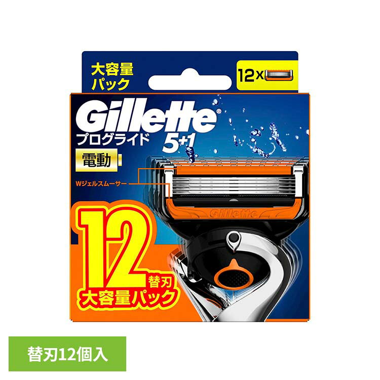 ジレットプログライド 5+1 電動タイプ 替刃大容量パック12コ入　すべてのプログライド、フュージョン、スキンガードのホルダーで使用できます。※リニューアルに伴い、パッケージ・内容等予告なく変更する場合がございます。予めご了承ください。●商品サイズ（cm）幅約9.5×奥行約4×高さ約11.1●商品重量約0.101kg●材質替刃12個入（検索用：髭剃り ひげそり ヒゲソリ かみそり カミソリ T字 ひげ ヒゲ 剃刀 替刃 4987176218988）最強翌日配送対象商品に関するご案内 最強翌日配送対象商品・対象地域に該当する場合は最強翌日配送マークがご注文カゴ近くに表示されます。 最強翌日配送可能なお支払方法は【クレジットカード、代金引換、全額ポイント支払い】のみとなります。 下記の場合は最強翌日配送対象外となります。 ・15点以上ご購入いただいた場合 ・時間指定がある場合 ・ご注文時備考欄にご記入がある場合 ・決済処理にお時間を頂戴する場合 ・郵便番号や住所に誤りがある場合 ・最強翌日配送対象外の商品とご一緒にご注文いただいた場合 ・お届け先住所文字数が40文字以上の場合
