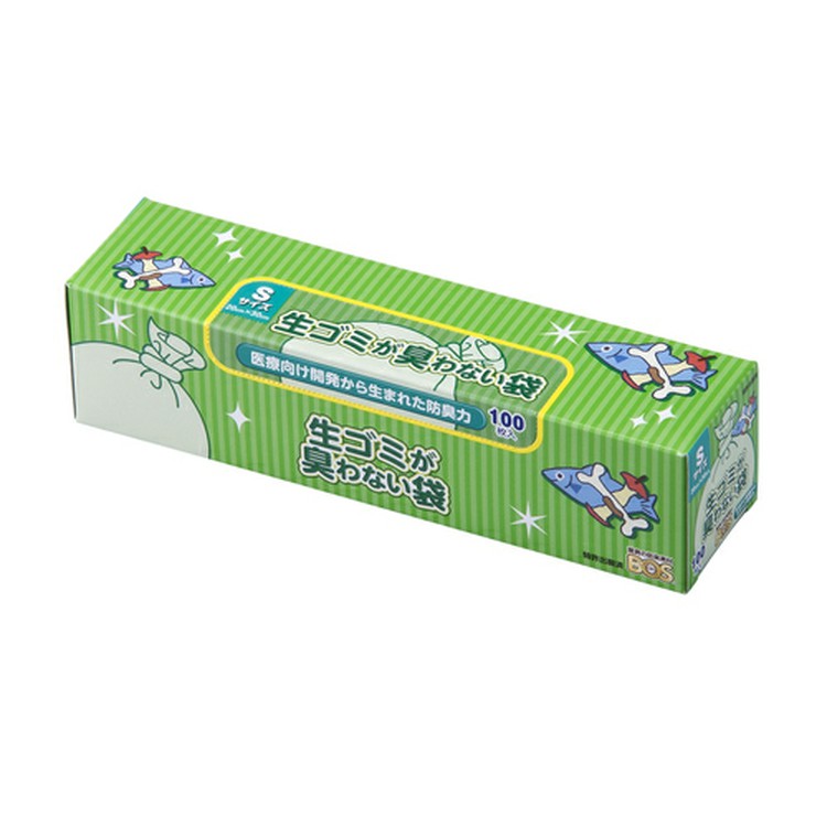 臭わない袋BOS（ボス）生ゴミ用箱型 (Sサイズ100枚入) ゴミ袋 キッチン用品 防臭袋 処理袋 衛生 ペット ビニール袋 使い捨て クリロン化成