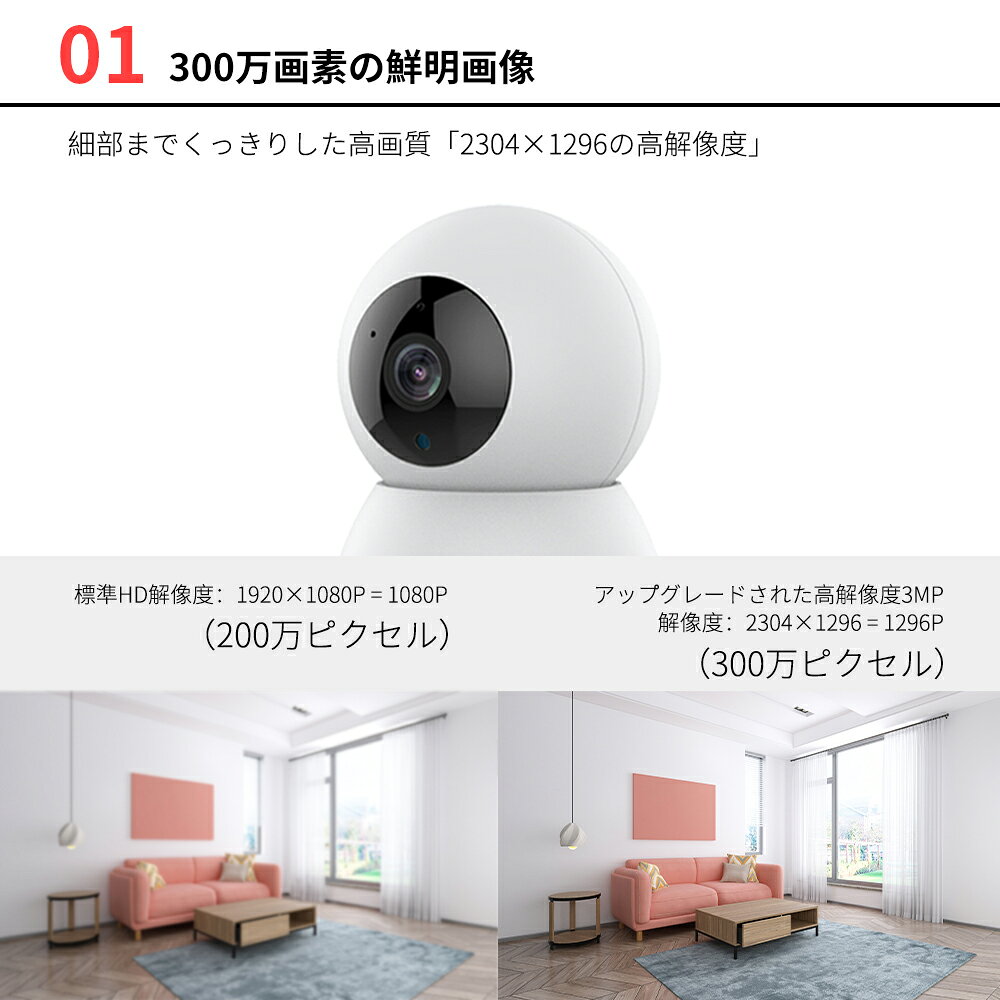 防犯カメラ 防犯 室内 見守りカメラ ペットカメラ ホームセキュリティカメラ Wi-Fiネットワーク屋内IPカメラ JA−CA4 lock110-10124120 住まいと暮らしの110番 サンプル画像3