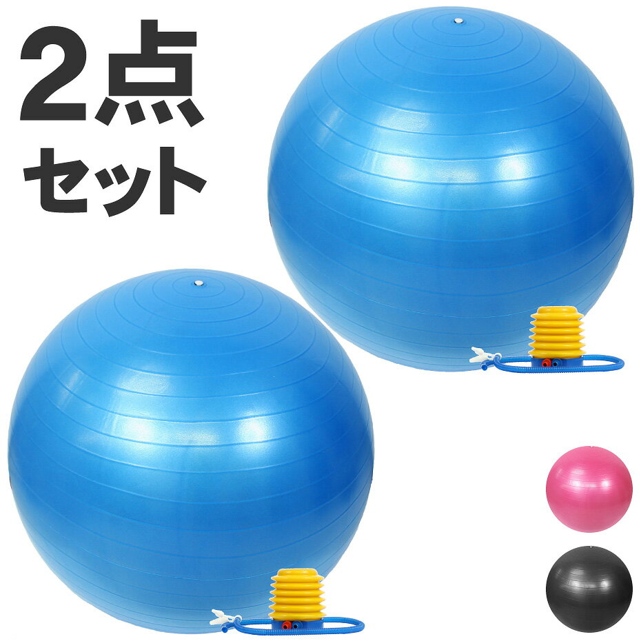 【送料無料】バランスボール 55cm 65cm 2個 セット ポンプ付き アンチバースト EGS(イージーエス) バランスボール 【ジムボール ヨガボール エクササイズボール】【バランスディスク ヨガマット ステップ台 などの 筋トレ フィットネス 用品 と一緒に】[返品交換不可][ZX]