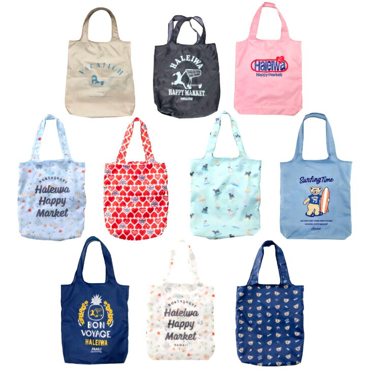 乐天商城 - 【HALEIWA HAPPY MARKET エコバッグ】　ハレイワ　エコバッグ　マイバッグ　買い物袋　ハワイ　ハワイアン雑貨