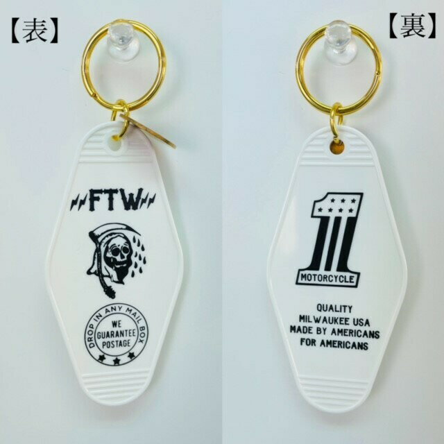 乐天商城 - アメリカン雑貨　ハワイアン雑貨　キータグ　モーテルキー　キーホルダー　キーリング　FTW　ドクロ　スカル　ホワイト　鍵　雑貨