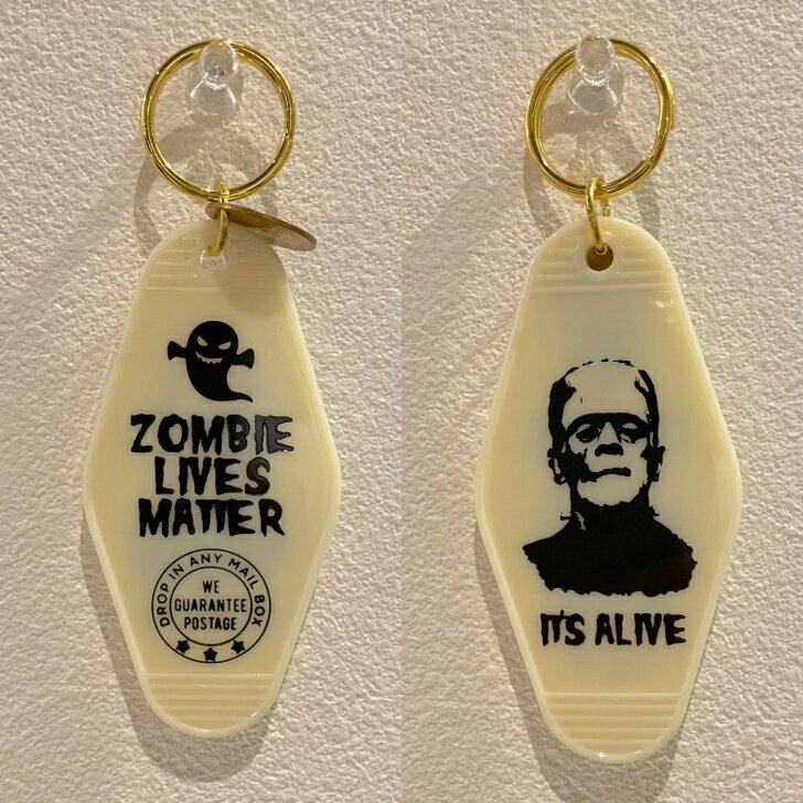 アメリカン雑貨　ハワイアン雑貨　ゾンビ　キータグ　モーテル　ホテル　キーホルダー　キーリング　鍵　雑貨　小物　ホワイト　ハワイアン雑貨　アメリカン雑貨