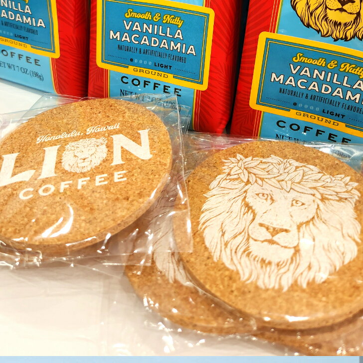 ライオンコーヒー　LIONCOFFEE　コルクコースター　コースター　コーヒー　ハワイ　ハワイアン雑貨　キッチン雑貨