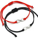 【インフィニティワックスコード ブレスレット】 ブレスレット ミサンガ RED 赤 BLACK 黒 ユニセックス ペア レディース メンズ 重ね付け
