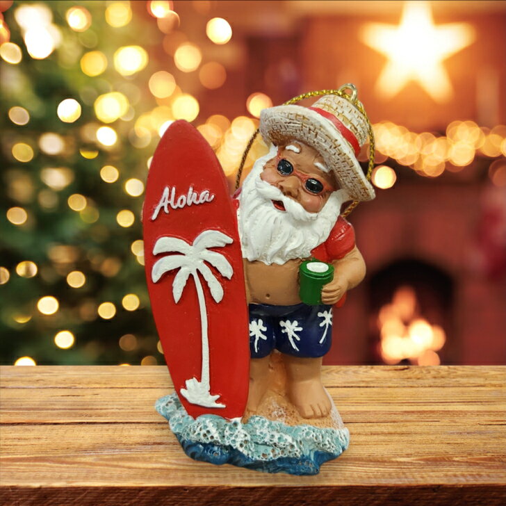 【アロハサンタ クリスマスオーナメント サーフボード】 ハワイアン雑貨 クリスマス雑貨 クリスマス用品のサムネイル