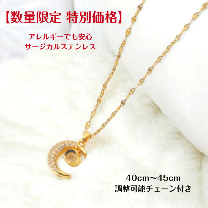乐天商城 - 【金属アレルギー対応 月 ネックレス】 サージカルステンレス ネックレス ペンダント ムーン 月 アレルギー対応 ジュエリー ハワイアン
