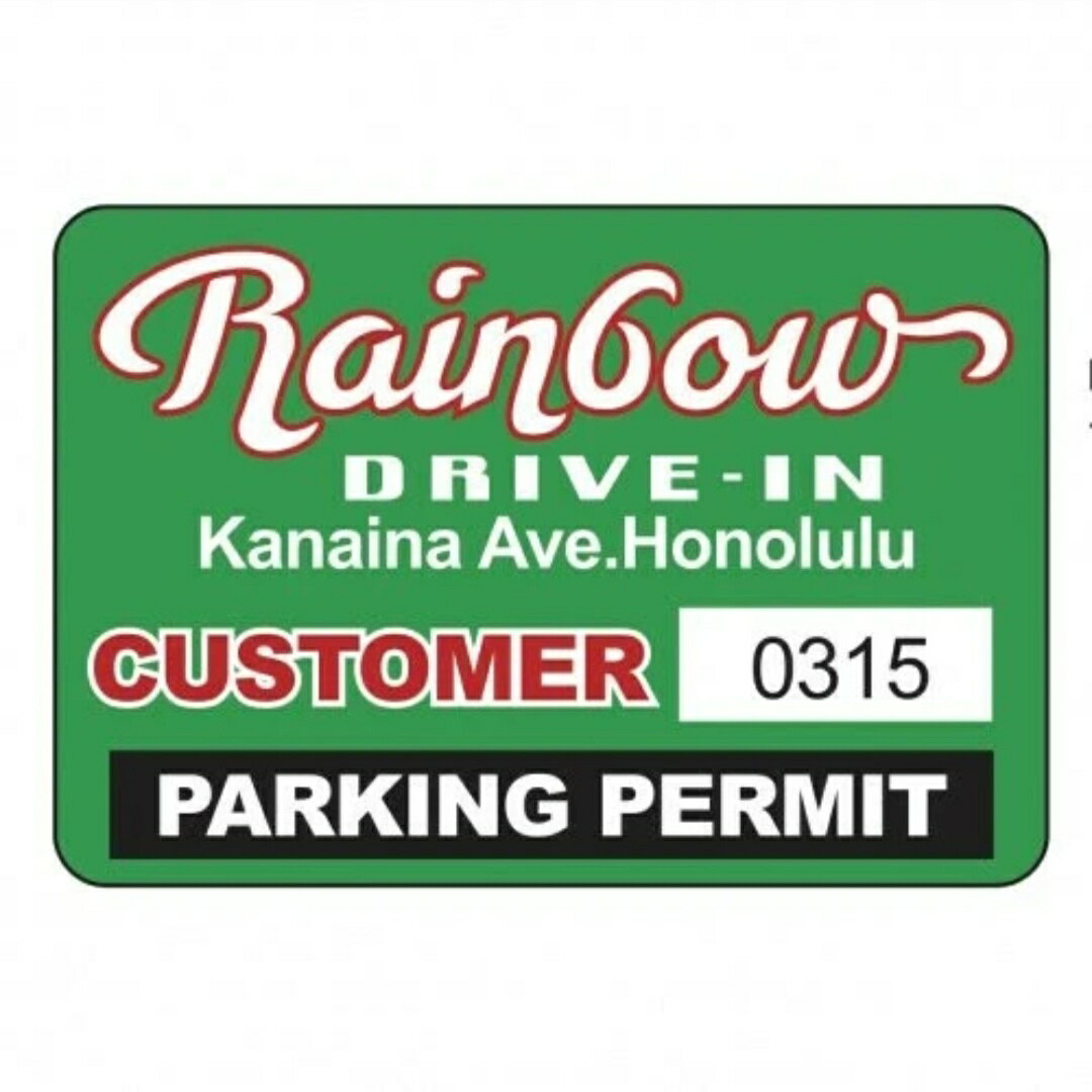 【Rainbow DRIVE-IN パーキングパーミットステッカー　レクタングラン】　ステッカー　レインボードライブイン　シール　ハワイ　ハワイアン雑貨