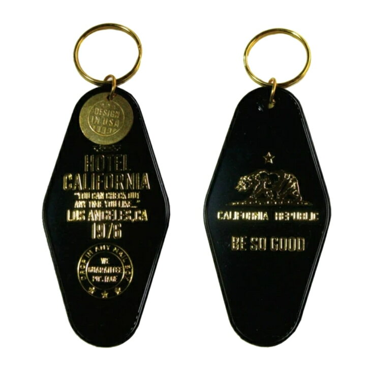 【アメリカン モーテルキー】 アメリカン雑貨　ハワイアン雑貨　キータグ　モーテルキー　キーホルダー　キーリング　カリフォルニア　CAL　モーテル　ハワイ　BLACK　鍵　雑貨