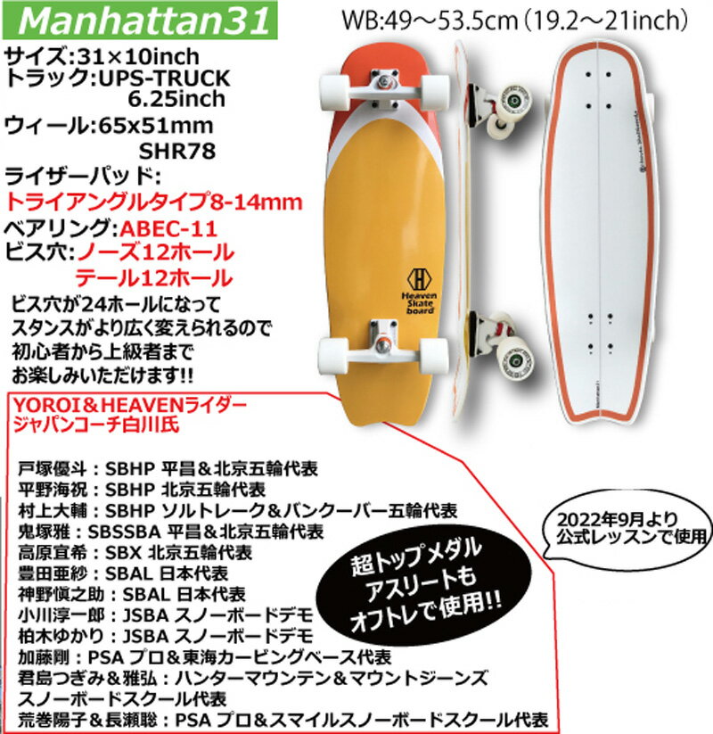 【在庫限り最終特価】 HEAVEN SURF SKATE BOARDS [ MANHATTAN 31 @31500] サーフ スケートボード マンハッタン 3