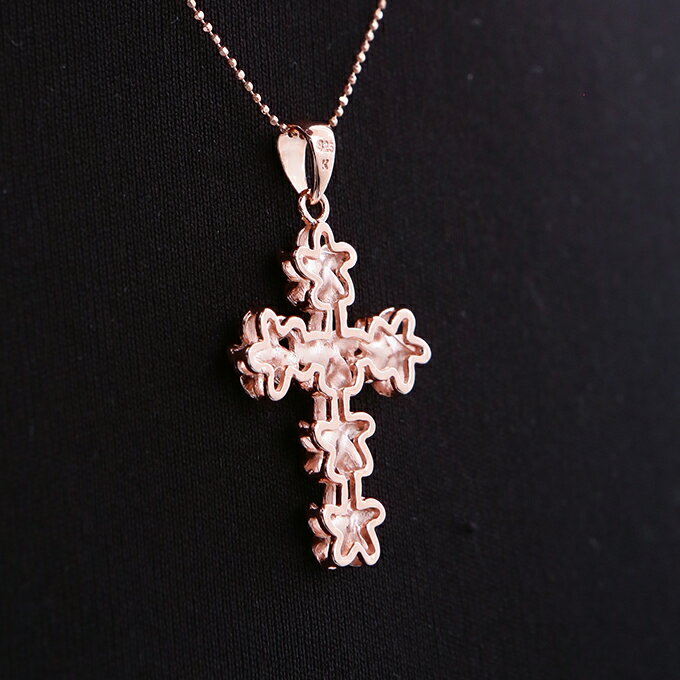 ハワイアンジュエリー ネックレス クーポン有 ピンクゴールド プルメリア クロス ハワイアン ピンク フラワー SPTP-2 人気 ギフト ギフト バレンタインデー格安通販　バレンタイン　人気　ランキング