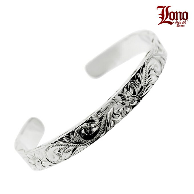 【P5+クーポン有】ハワイアンジュエリー バングル カーフ オープン シルバー925 幅6ミリ LONO ロノ 5 5.5 6 インチ 太め プルメリア 花 レ...