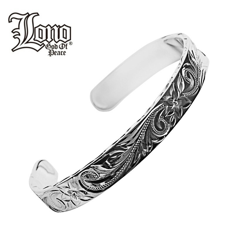 【P5+クーポン有】ハワイアンジュエリー バングル カーフ オープン シルバー925 幅10ミリ LONO ロノ フラットバングル 5サイズ 太め プルメリア ...