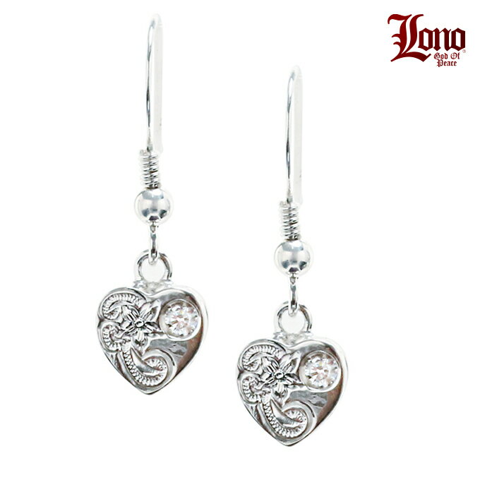 【P5+クーポン有】ハワイアンジュエリー ピアス イヤリング シルバー925 クリア LONO ロノ フックタイプ 揺れる ハート プルメリア 花 マイレ 葉 ...