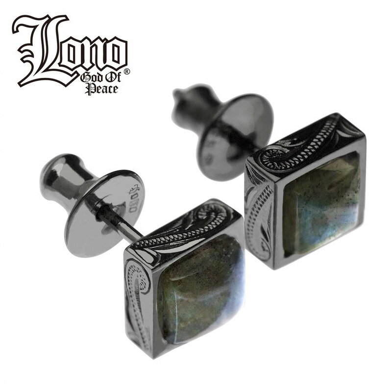 【P5+クーポン有】ハワイアンジュエリー ピアス イヤリング セカンドピアス シルバー925 ロジウム ラブラドライト LONO ロノ ブラック スクロール 波...