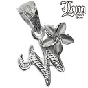 ハワイアンジュエリー ネックレス ペンダントトップ ヘッド シルバー925 クリア ジルコニア LONO ロノ イニシャル w プルメリア 花 波 レディース ...