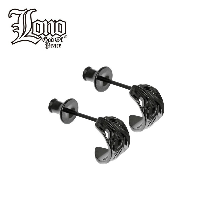 【P5+クーポン有】ハワイアンジュエリー ピアス シルバー925 ブラック ロジウム 加工 LONO ロノ フェザー 羽 フープ 半円 スクロール 波 プルメリ...