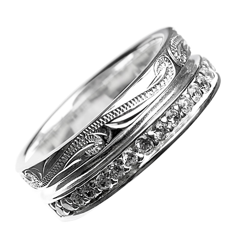 【P5+クーポン有】LONO スクロール柄 ジルコニア ハワイアンジュエリーリング NO.5 CZ ロノヘビーウエイト ハワイアンジュエリー リング ピンキーリ...