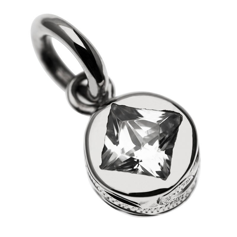 【P5+クーポン有】ハワイアンジュエリー ネックレス トップ ヘッド 14K ホワイト ゴールド クリア ジルコニア LONO ロノ 波 スクロール プルメリア...