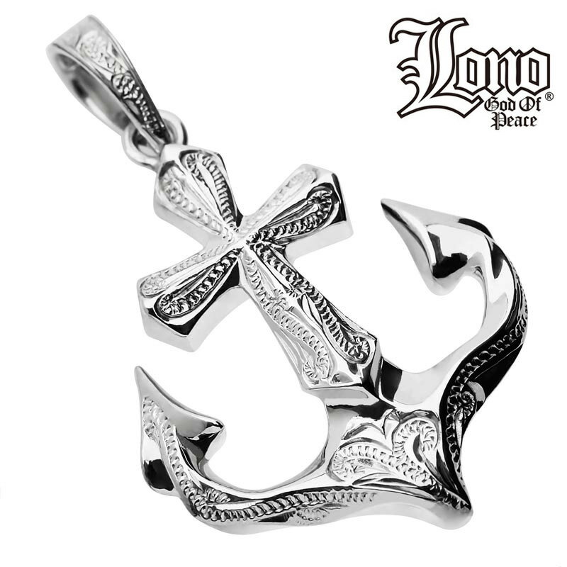 【P5+クーポン有】ハワイアンジュエリー ネックレス トップ ヘッド シルバー925 LONO ロノ アンカー 碇 イカリ 十字架 クロス 波 プルメリア メン...