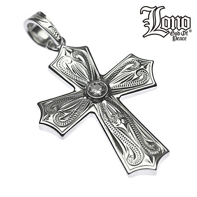 【P5+クーポン有】ハワイアンジュエリー ネックレス トップ シルバー925 ジルコニア LONO ロノ 十字架 クロス スクロール 波 プルメリア Sサイズ ...