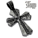 ハワイアンジュエリー ネックレス トップ シルバー925 ブラック ロジウム ジルコニア LONO ロノ 十字架 クロス 黒 波 プルメリア メンズ レディース...