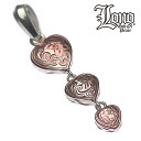 ハワイアンジュエリー ネックレス ペンダントトップ ヘッド シルバー925 ピンク ゴールド LONO ロノ ハート 3連 揺れる プルメリア 波 メンズ レデ...