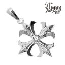 ハワイアンジュエリー ネックレス ペンダントトップ ヘッド シルバー925 クリア ジルコニア LONO ロノ 十字架 クロス スクロール 波 プルメリア メン...