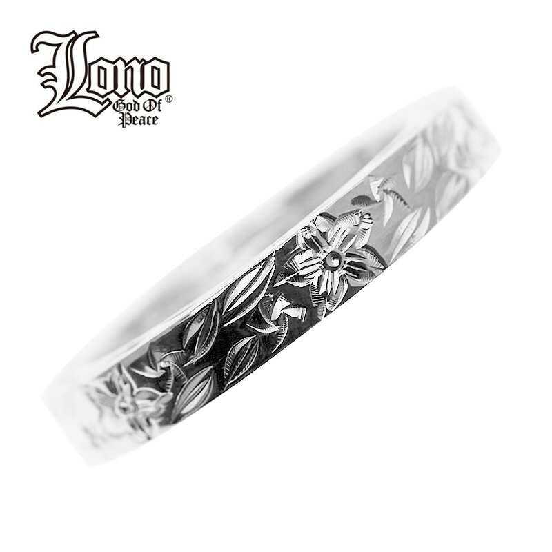 【P5+クーポン有】ハワイアンジュエリー リング 指輪 シルバー925 号 幅 LONO ロノ フラット ピンキーリング 波 プルメリア 花 マイレ 葉 彫り ...