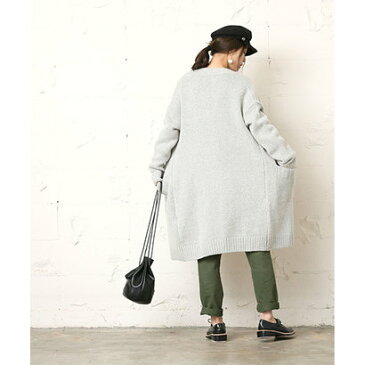コカ coca 淡いカラーの上品ニットカーディガン (Gray)