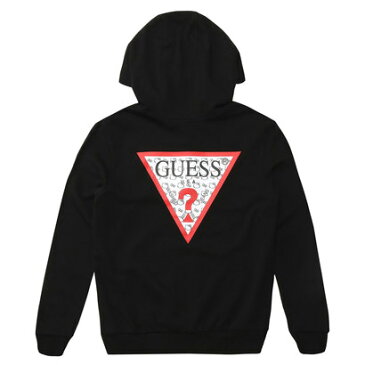 GUESS x Hello Kitty PATTERN TRIANGLE LOGO PULLOVER PARKA （BLACK） (ゲス × ハローキティ パターントライアングルロゴ プルオーバ