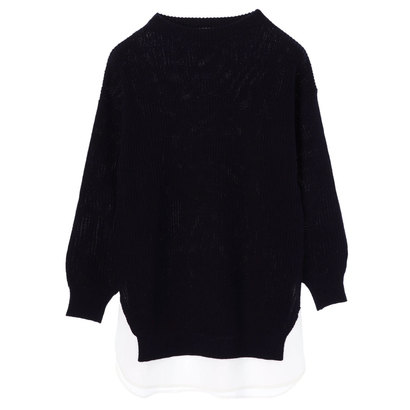 グリーンパークス Green Parks シャツドッキングニットチュニック （Navy）