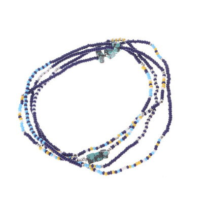 【アウトレット】【kahiko】ローンMEN'Sマルチブレスレット / ネックレス / アンクレット 3WAY ブルー