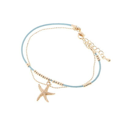 【アウトレット】【kahiko】スターフィッシュコードブレスレットSAX BLUE サックスブルー