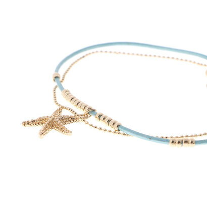 【アウトレット】【kahiko】スターフィッシュコードブレスレットSAX BLUE サックスブルー