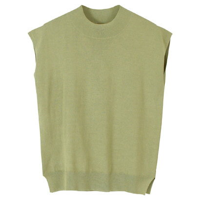 ティティベイト titivate ベーシックフレンチスリーブライトニット （ライトカーキ）