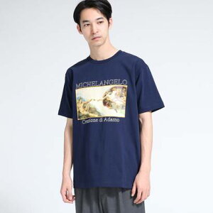 ティーケー タケオ キクチ tk.TAKEO KIKUCHI アートコレクション「アダムの創造」Tシャツ (ネイビー)