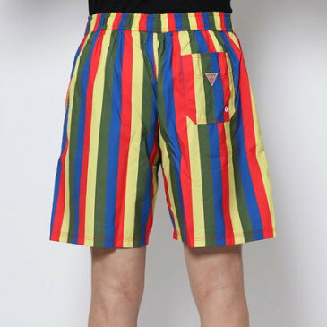 【アウトレット】ゲス GUESS GUESS x J BALVIN PRINTED LOGO SWIM SHORTS （STRIPES BLUE）