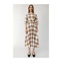 moussy BLOCKCHECKドレス 柄ベージュ